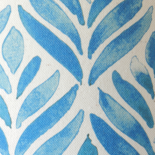 Handmade Watercolour Leaves Lampshade, Blue & Natural