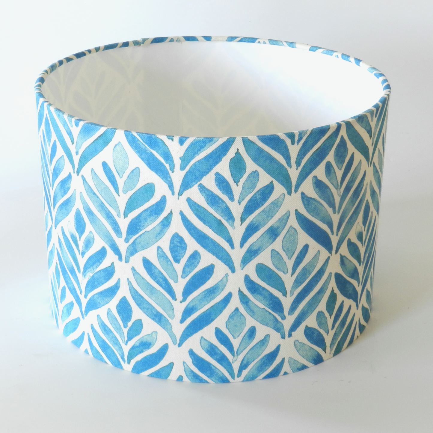Handmade Watercolour Leaves Lampshade, Blue & Natural