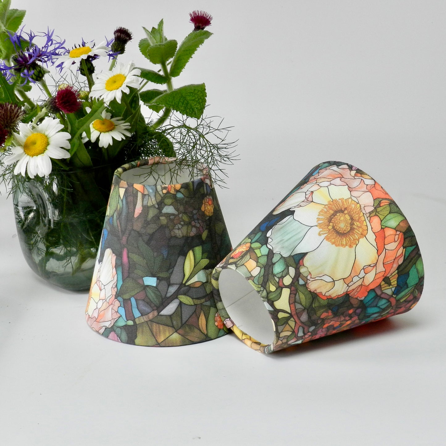 Handmade Stained Glass Flowers Candle Clip Lampshade