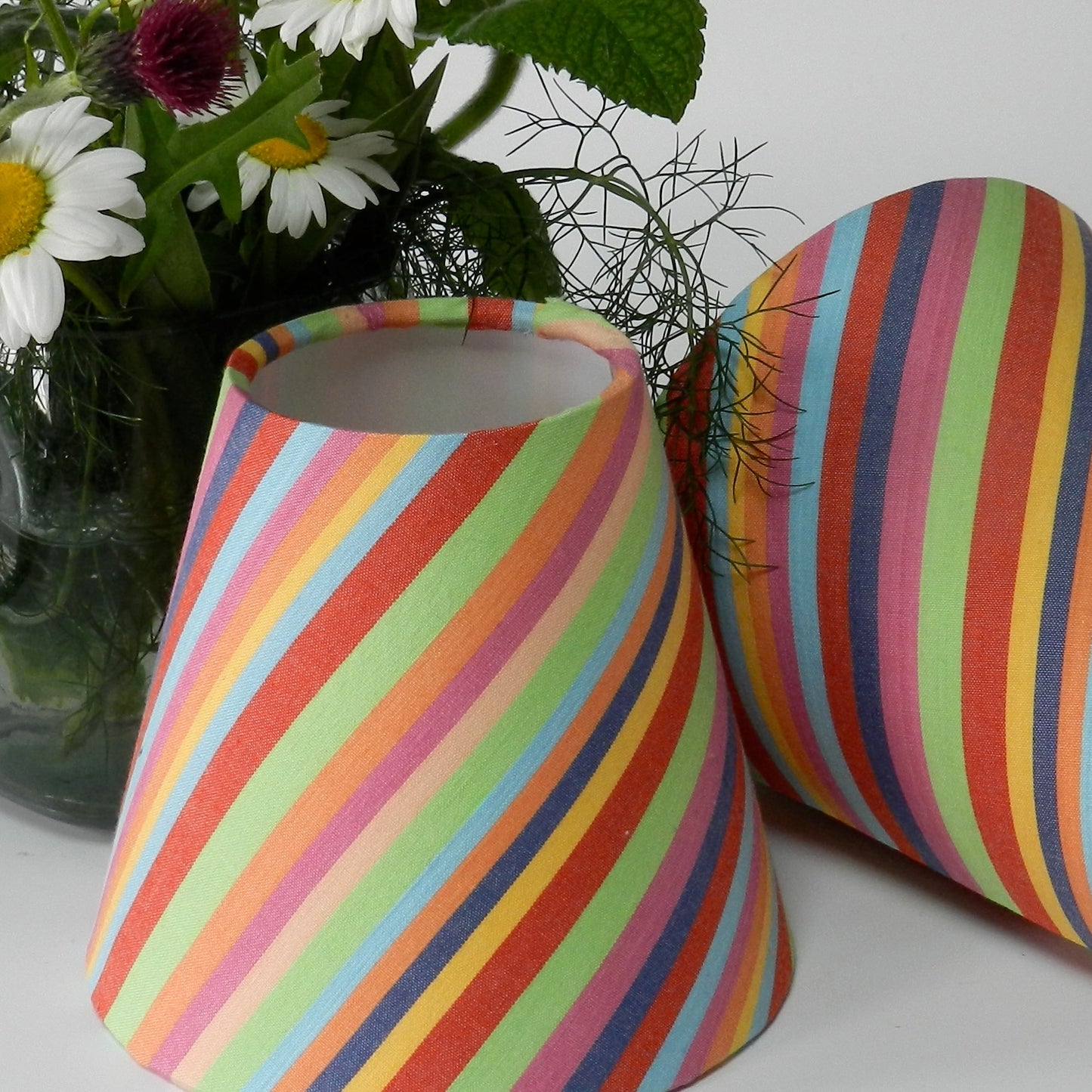 Handmade Rainbow Striped Candle Clip Lampshade