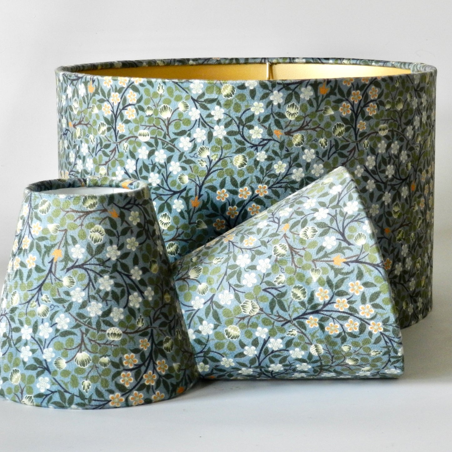 Handmade Floral Velvet Lampshade. William Morris Clover Mural
