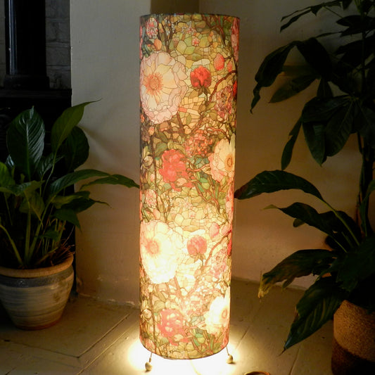 Stained Glass Floral Floor Lamp. Handmade Ambient Lighting.