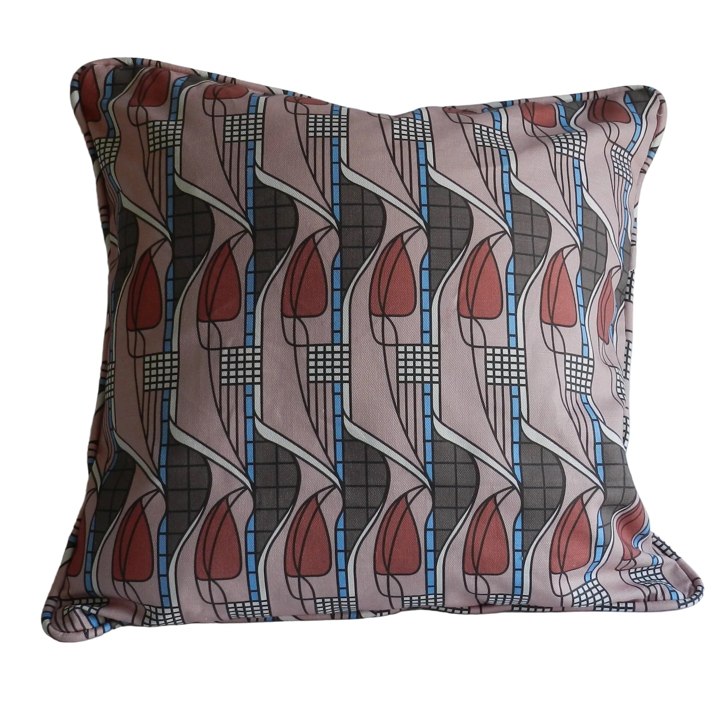 Handmade Charles Rennie Mackintosh Pink Tulip and Lattice Drum Lampshade