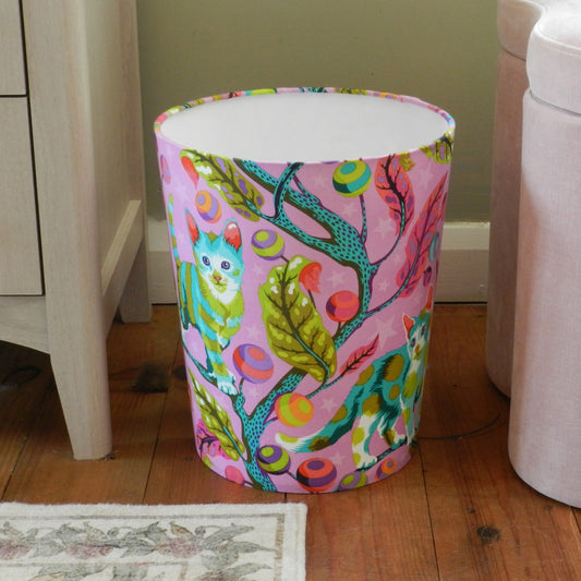 Fabric Waste Paper Bin. Funky Tabby Cat Design