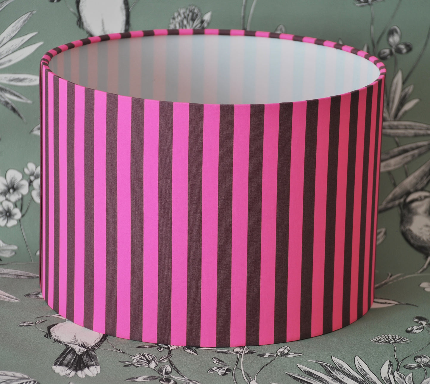 Handmade Pink Striped Drum Lampshade: Table or Ceiling Light