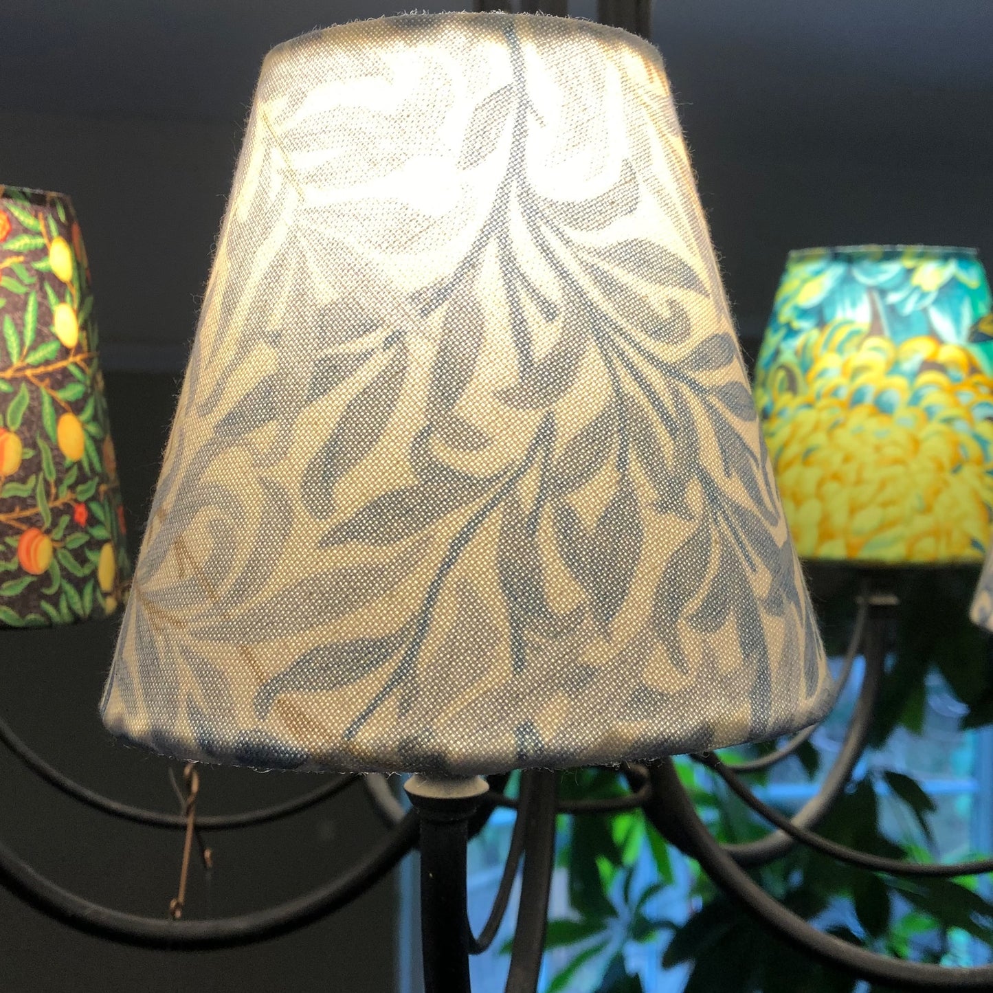 William Morris Azure Bough Lampshade. Handmade Clip-On Shade for Wall Lights and Chandeliers