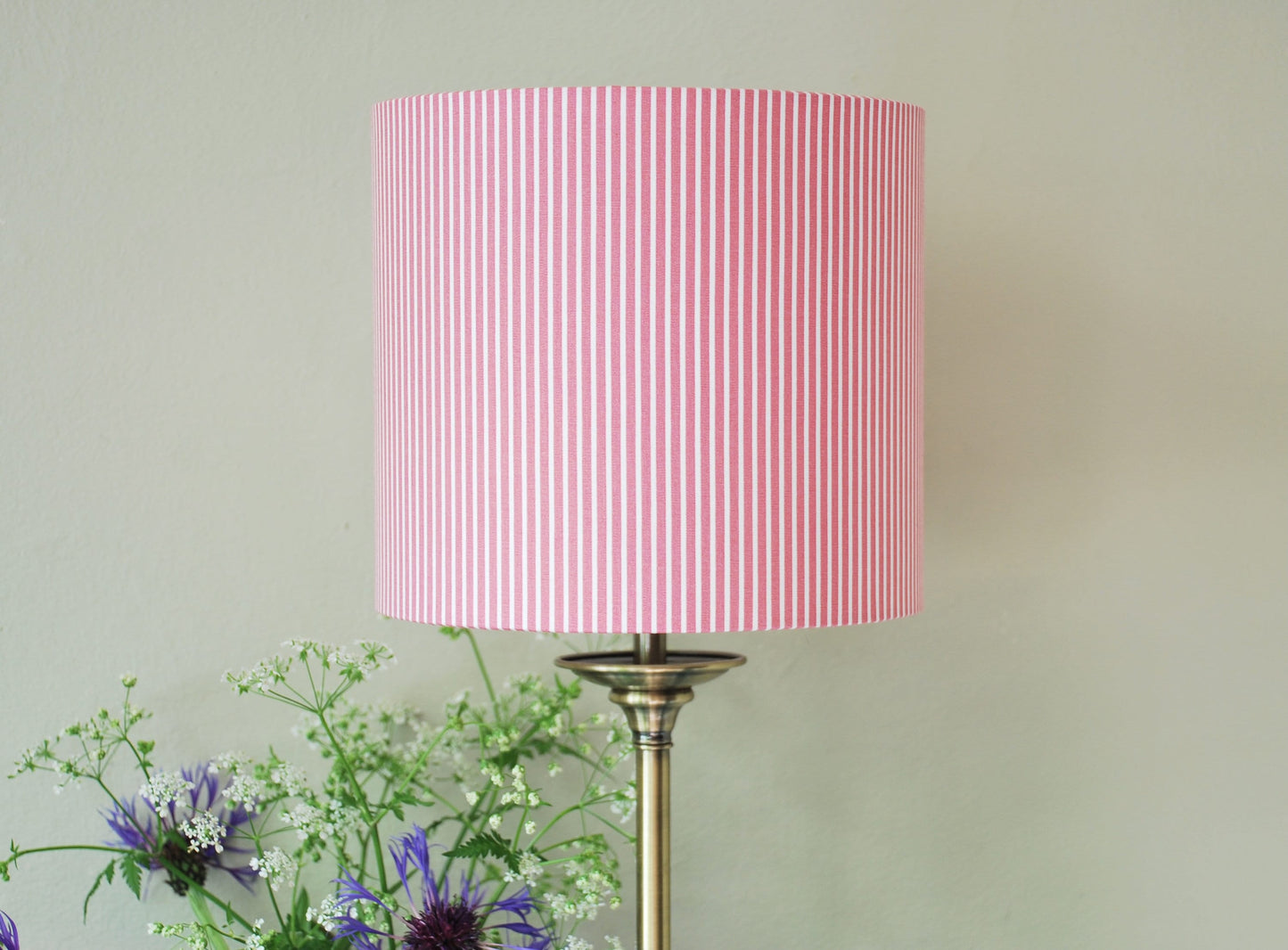 Handmade Pink & White Striped Lampshade