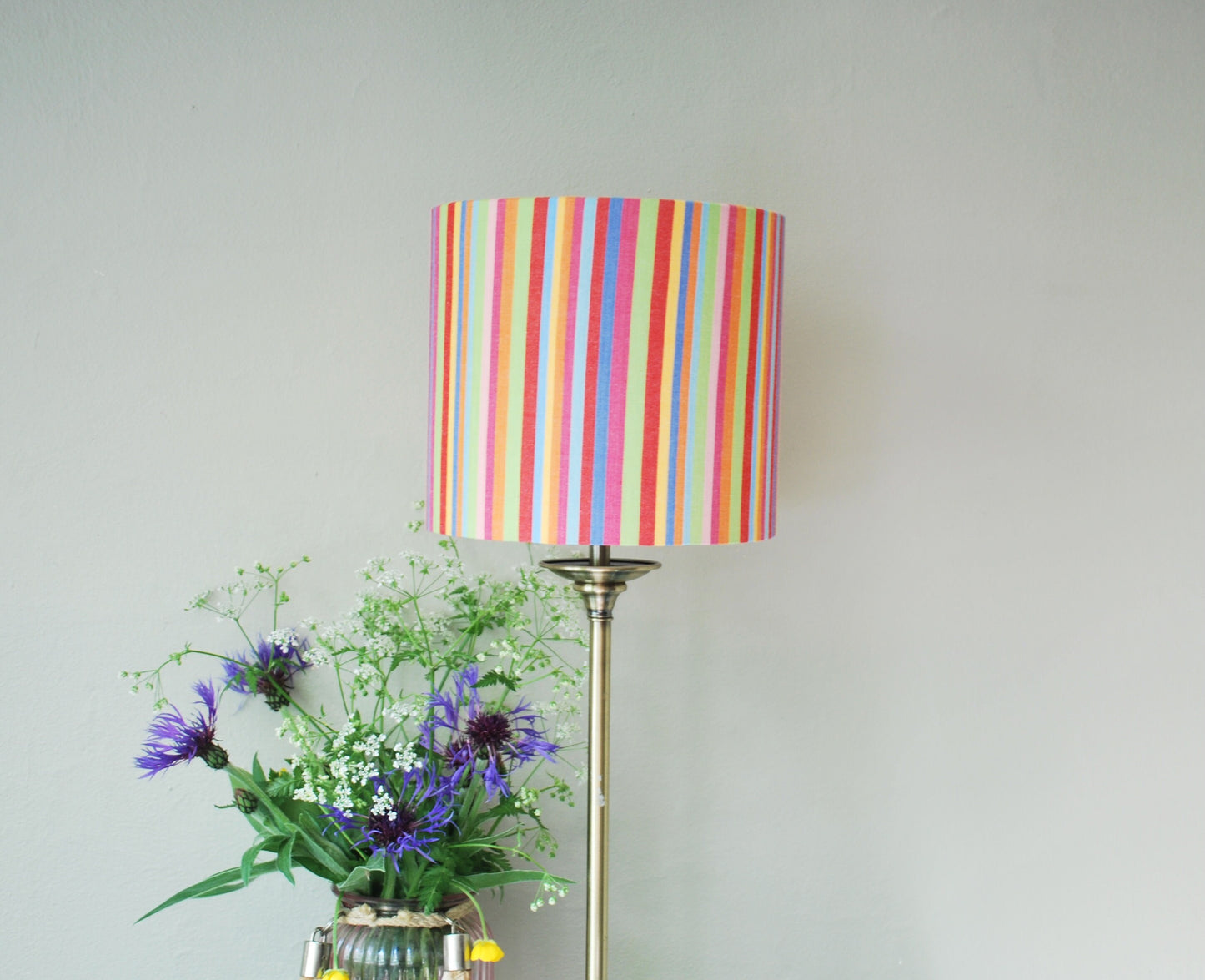 Handmade Striped Lampshade. Rainbow Colours