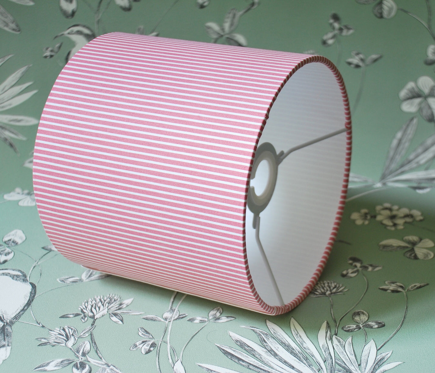 Handmade Pink & White Striped Lampshade