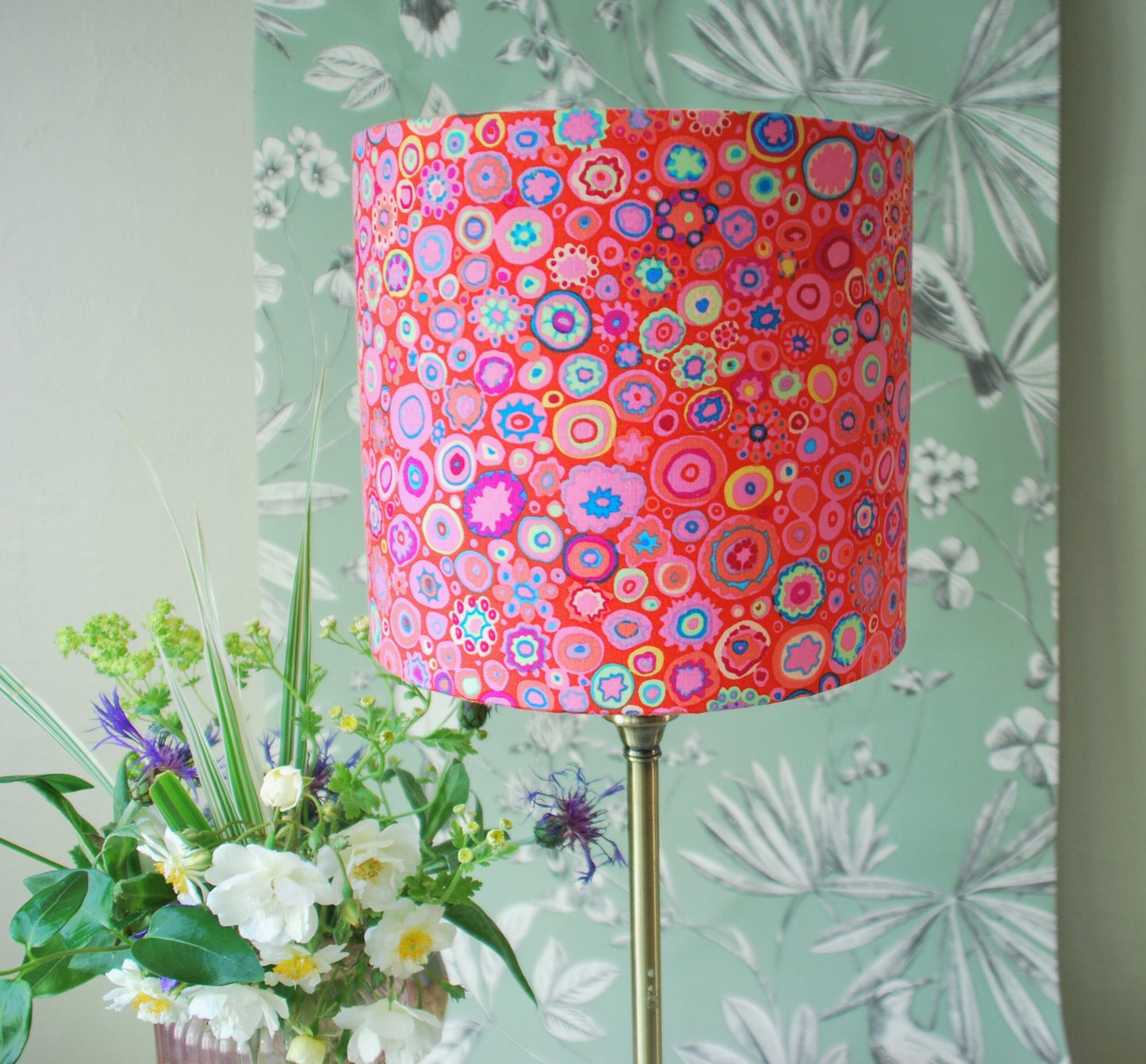 Handmade Colourful Pink Lampshade. Kaffe Fassett