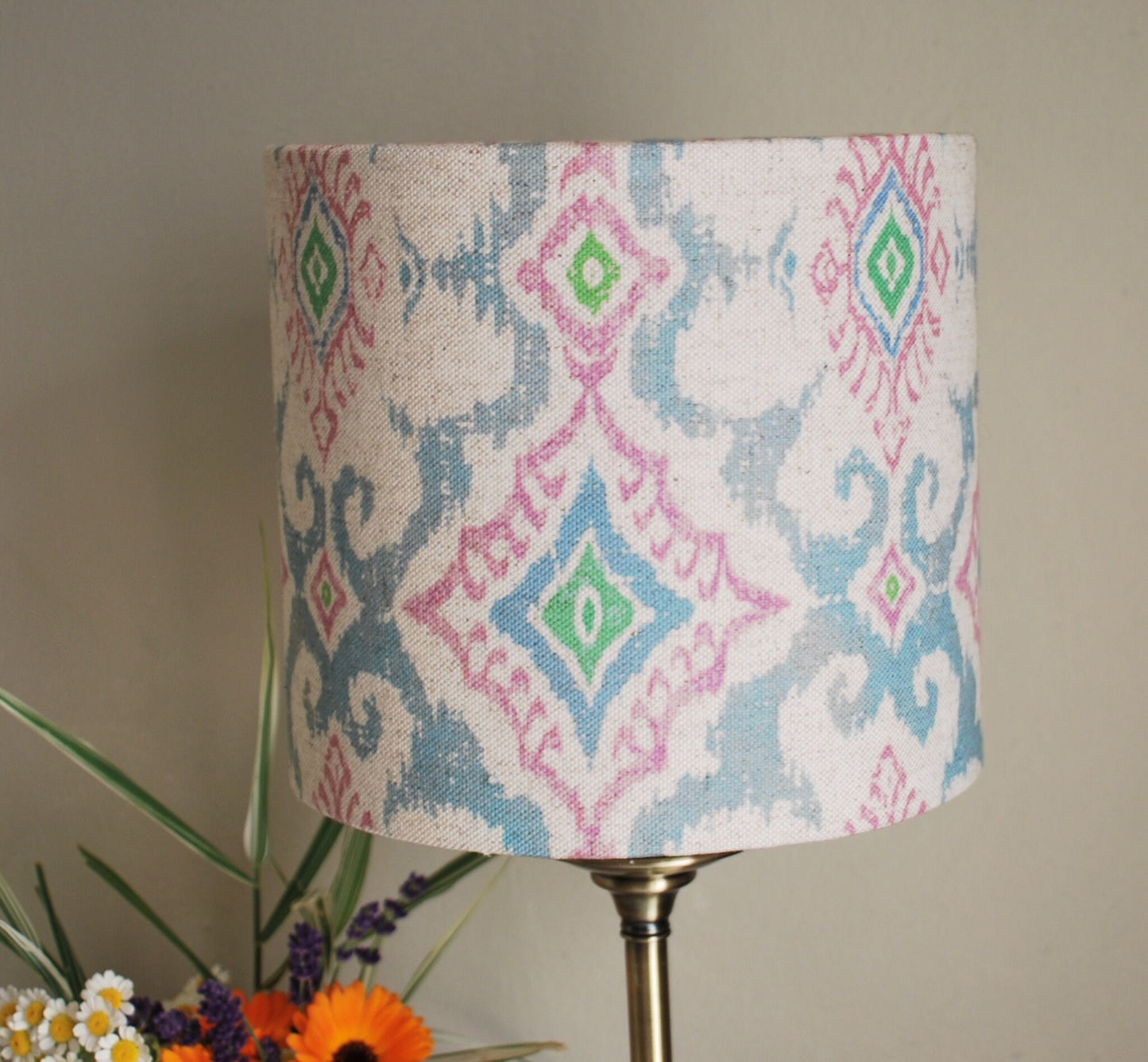 Handmade Ikat Design Lampshade Blue/Green/Cream/Pink