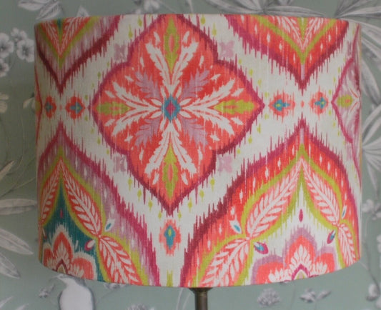 Handmade Ikat Design Lampshade Orange/Pink/Yellow