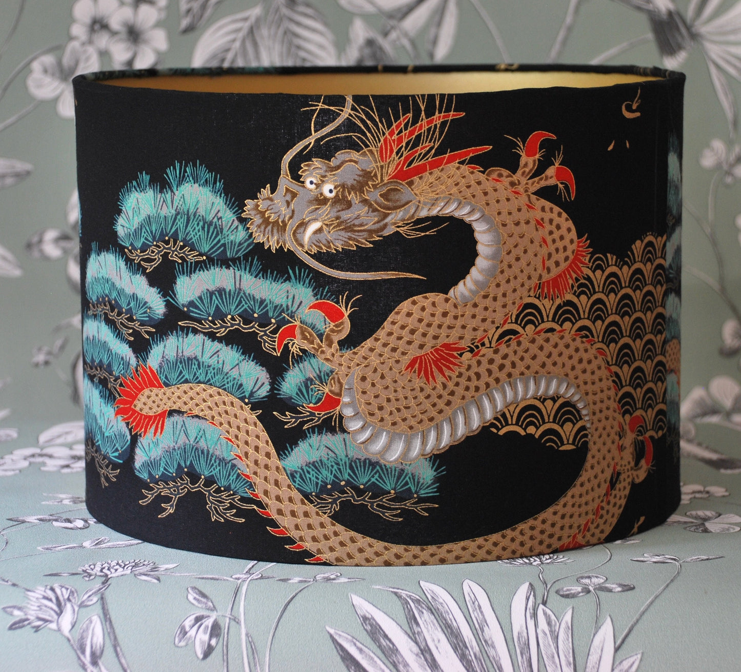 Handmade Japanese Crane & Dragon Lampshade