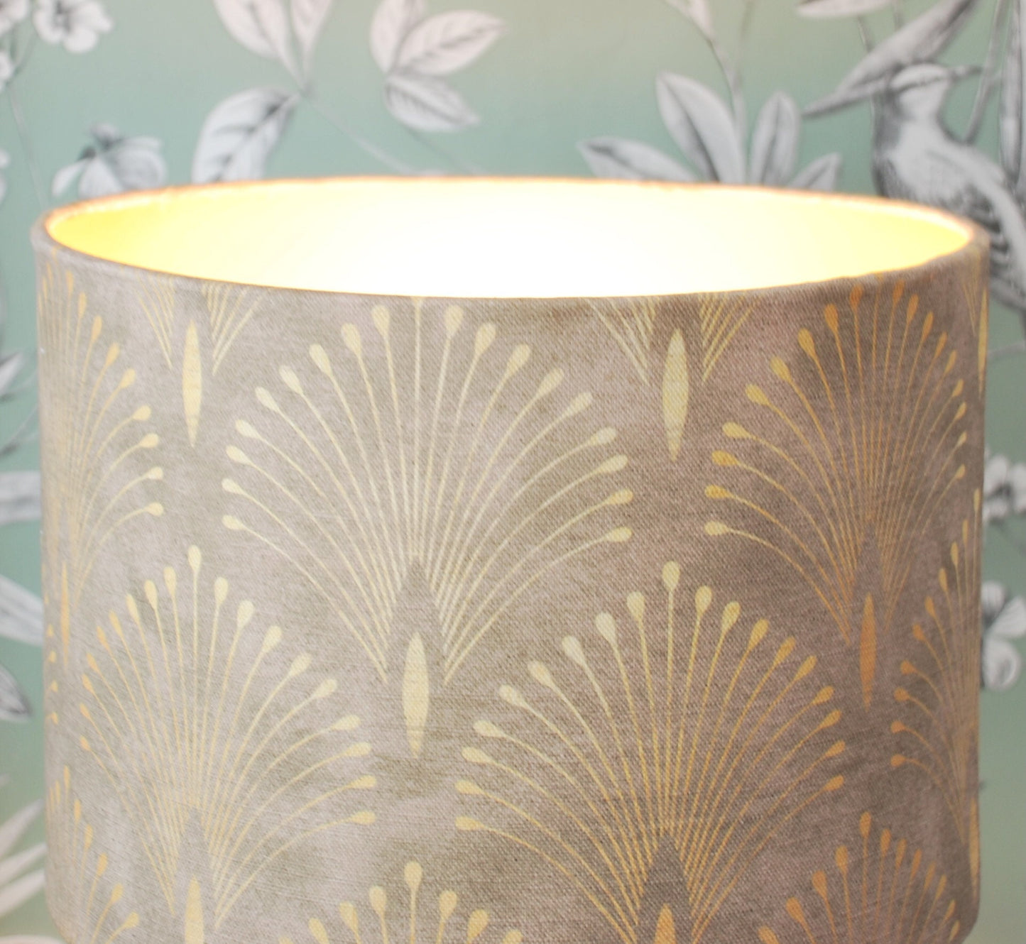 Handmade Art Deco Lampshade Gold Plume