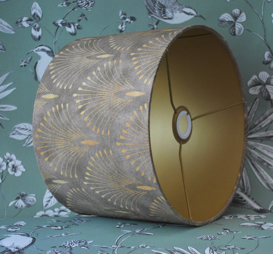 Handmade Art Deco Lampshade Gold Plume