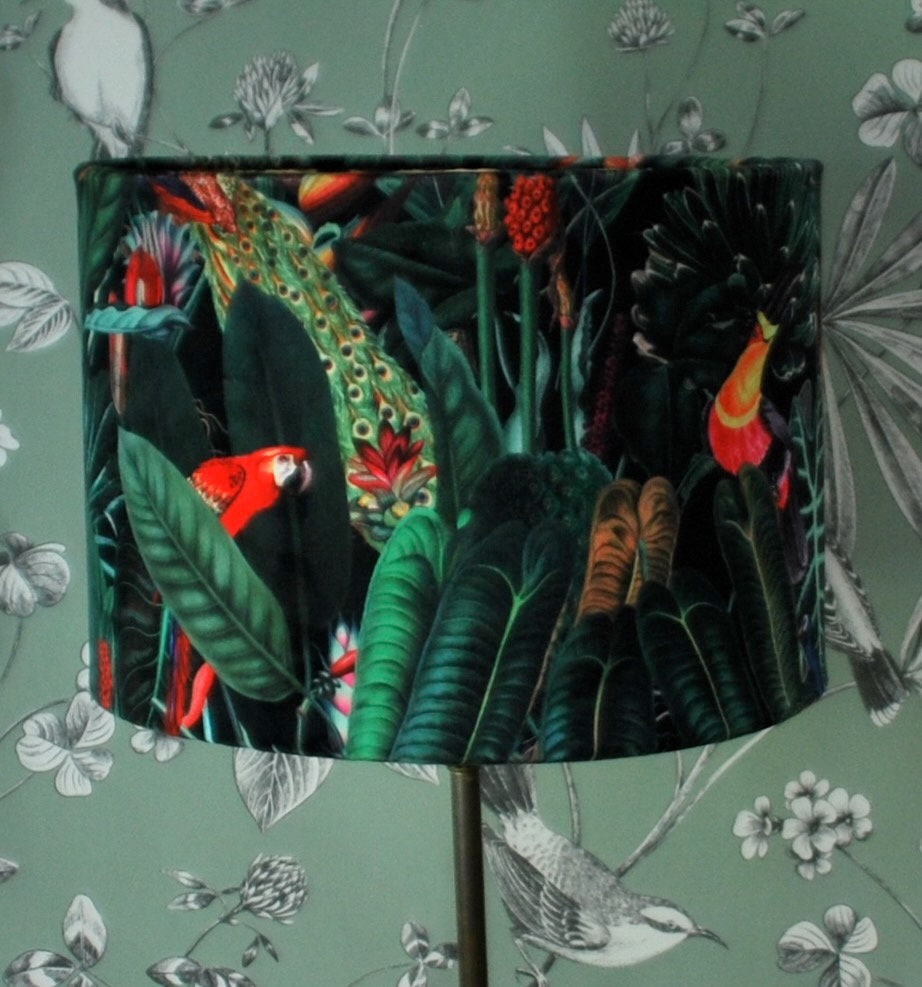 Handmade Velvet Lampshade Tropical Rainforest