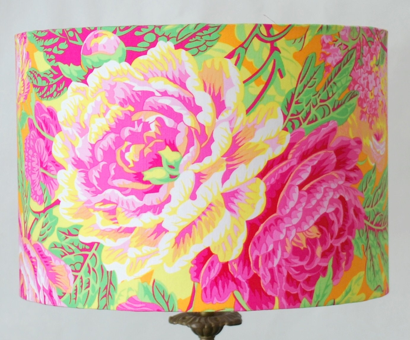 Handmade Yellow Floral Lampshade Kaffe Fassett Collective