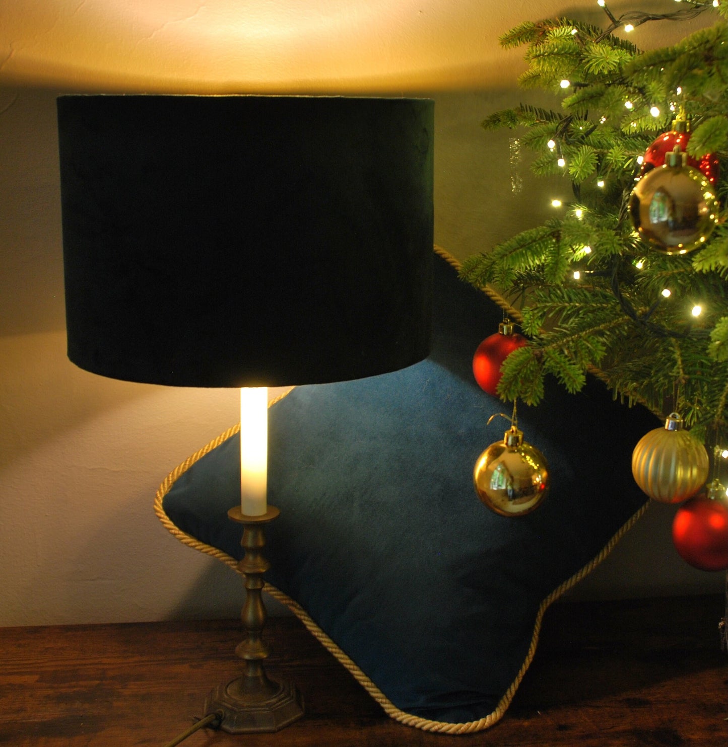 Handmade Deep Petrol Velvet Lampshade