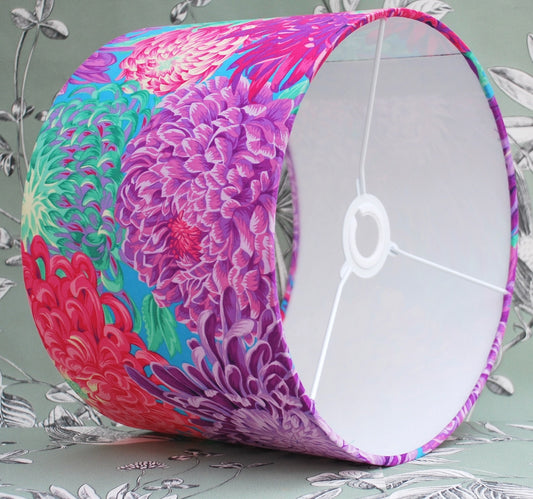 Handmade Floral Lampshade Magenta Chrysanthemums