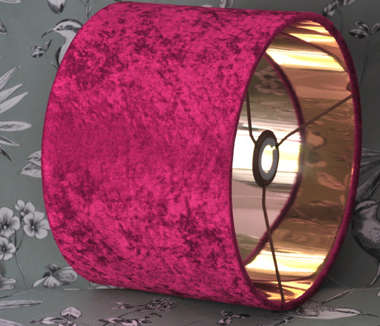 Hand made Magenta Crushed Velvet Lampshade