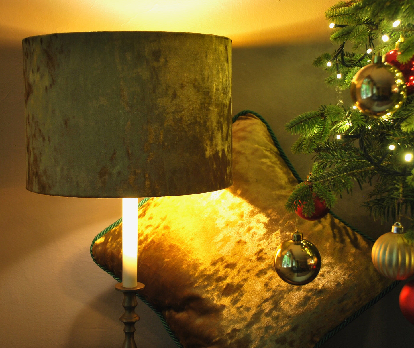 Handmade Gold Crushed Velvet Lampshade