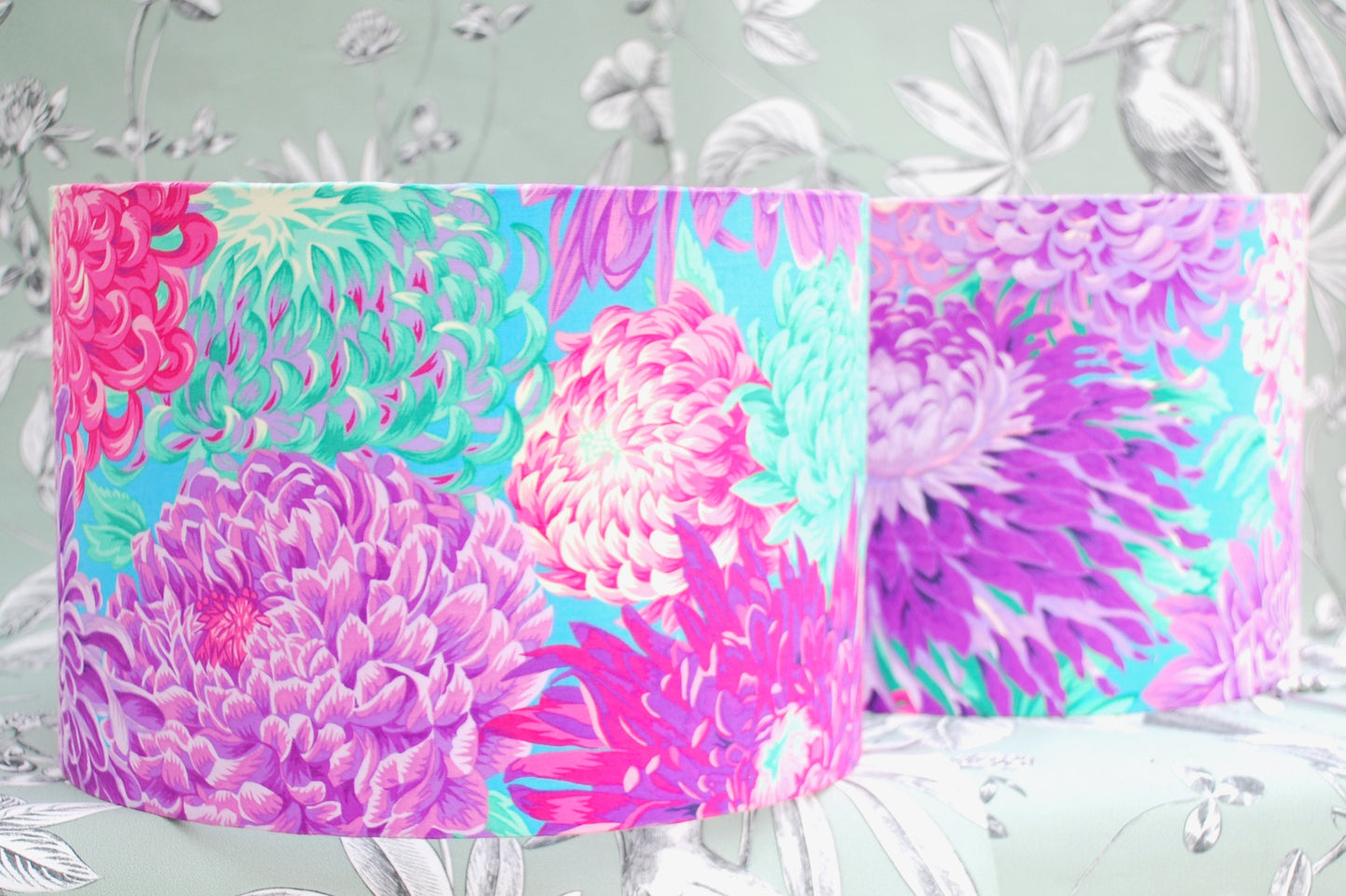 Handmade Floral Lampshade Magenta Chrysanthemums