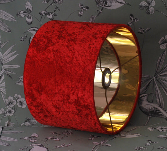 Handmade Red Crushed Velvet Lampshade
