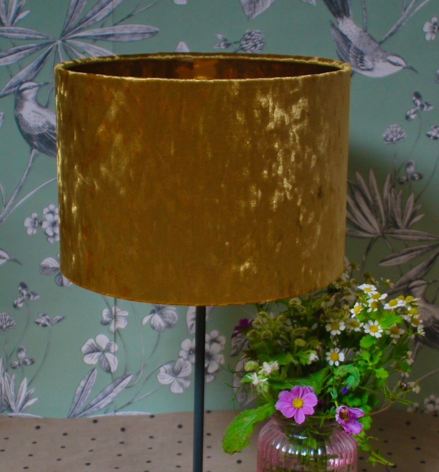 Handmade Gold Crushed Velvet Lampshade