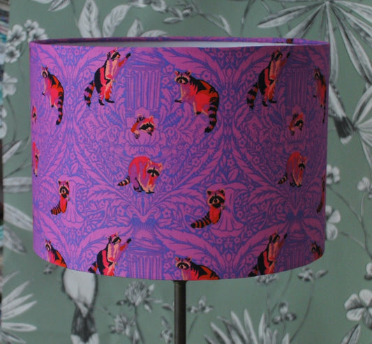 Handmade Whimsical Racoon Lampshade. Tula Pink