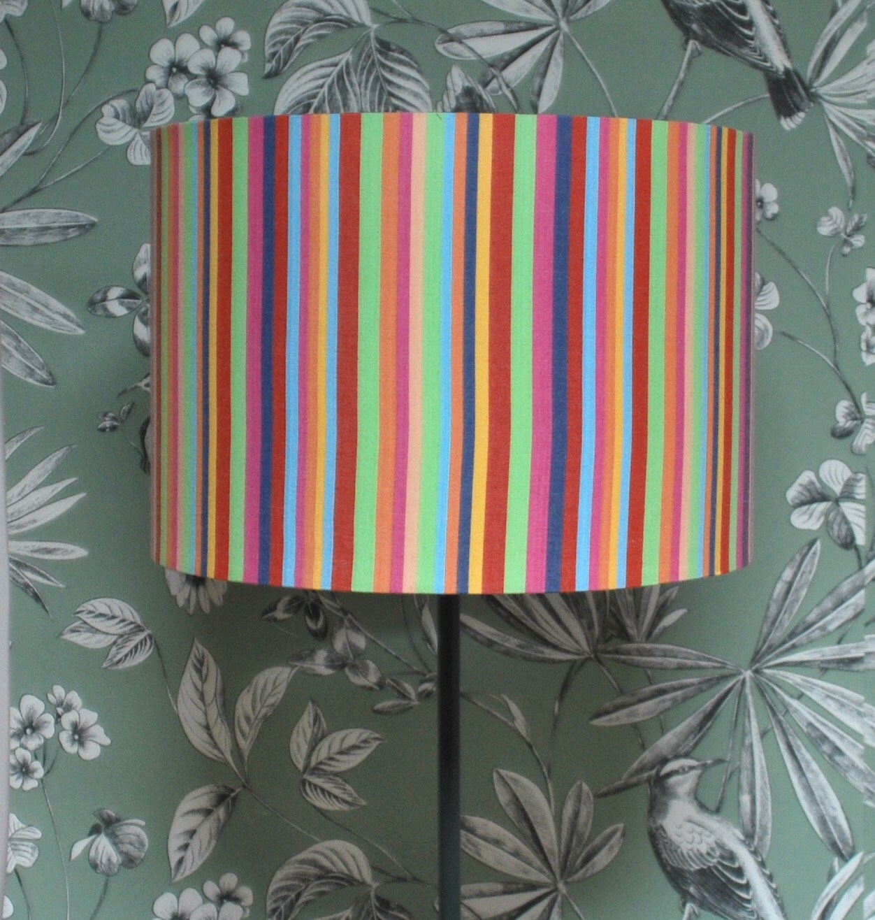 Handmade Striped Lampshade. Rainbow Colours