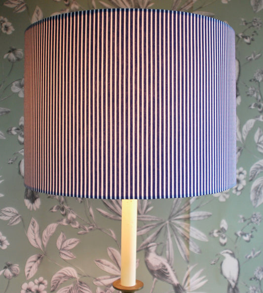 Handmade Striped Lampshade Navy Blue and White