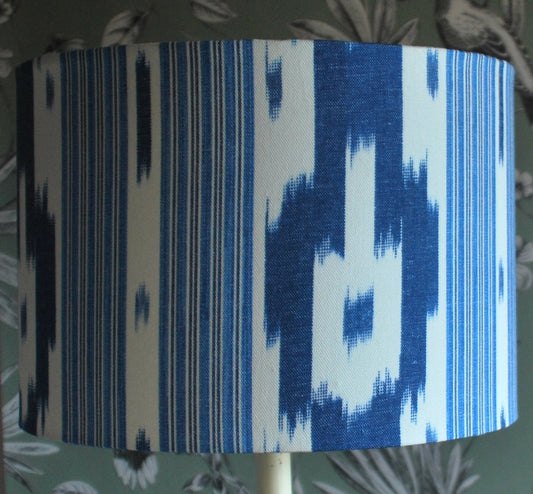 Handmade Blue and White Ikat Design Lampshade