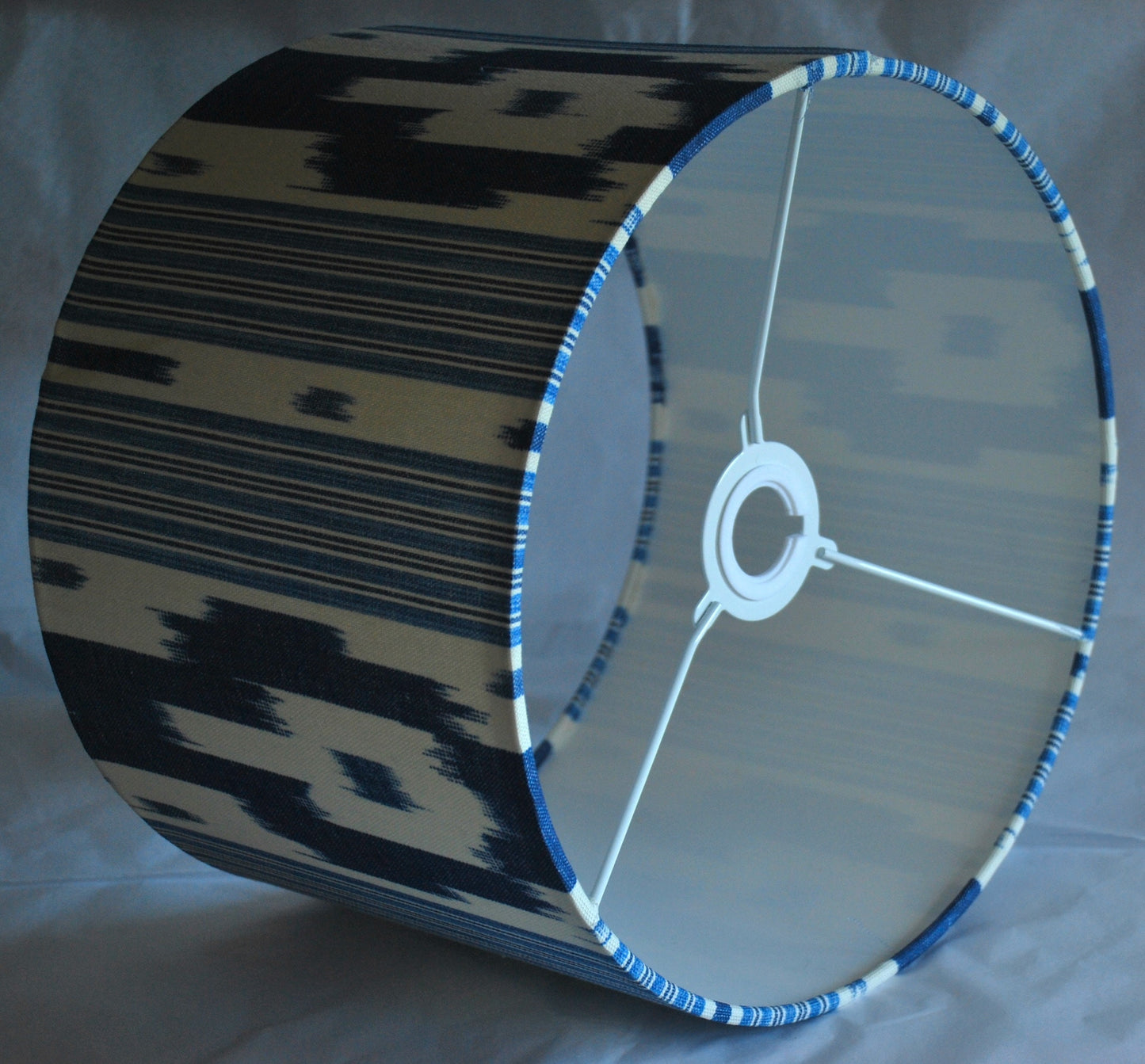 Handmade Blue and White Ikat Design Lampshade