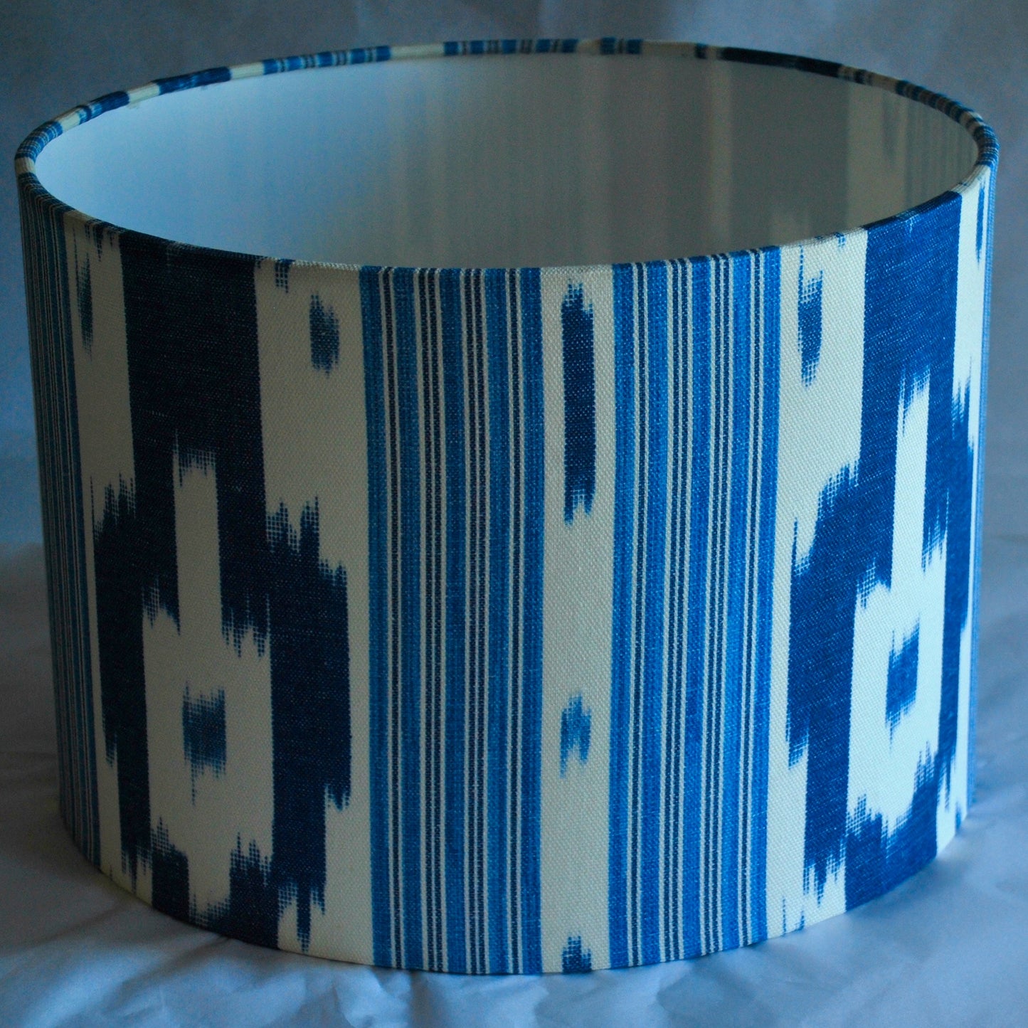 Handmade Blue and White Ikat Design Lampshade
