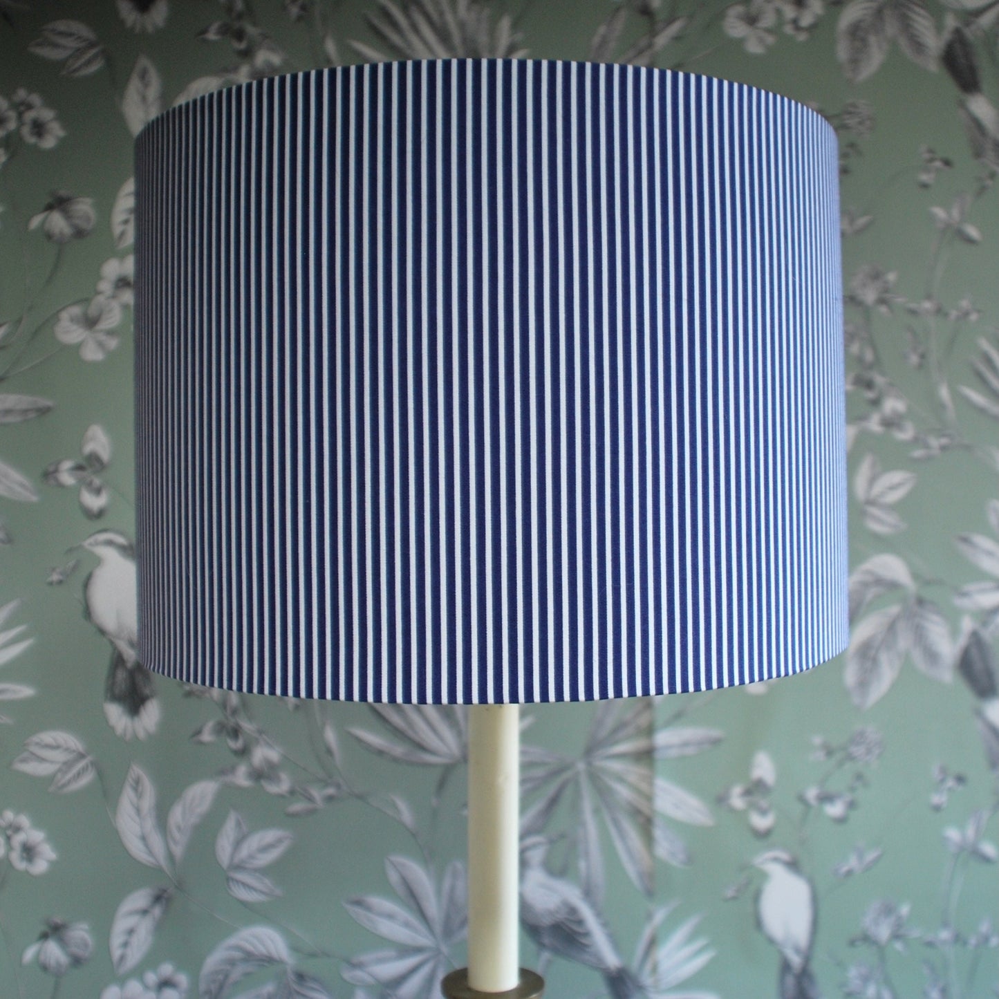 Handmade Striped Lampshade Navy Blue and White