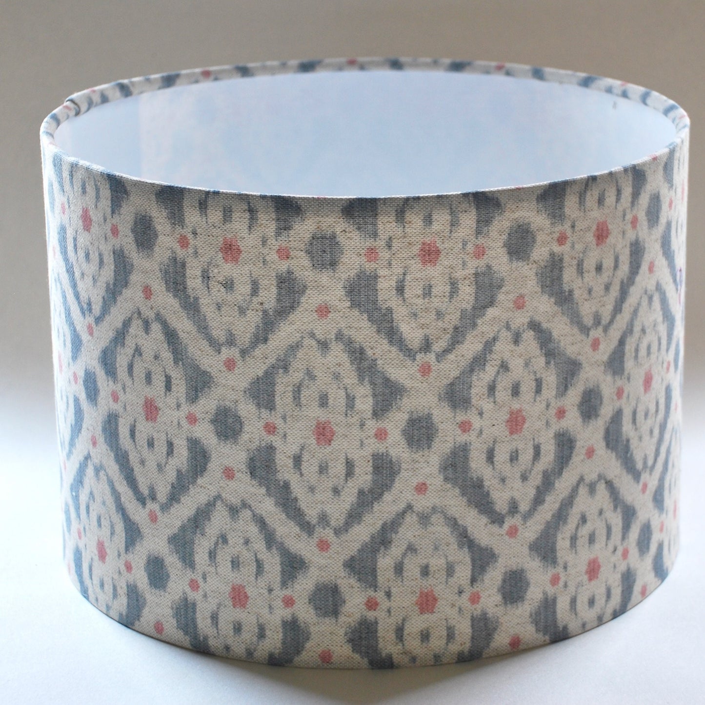 Handmade Ikat Design Lampshade Blue/Cream/Pink Geometric