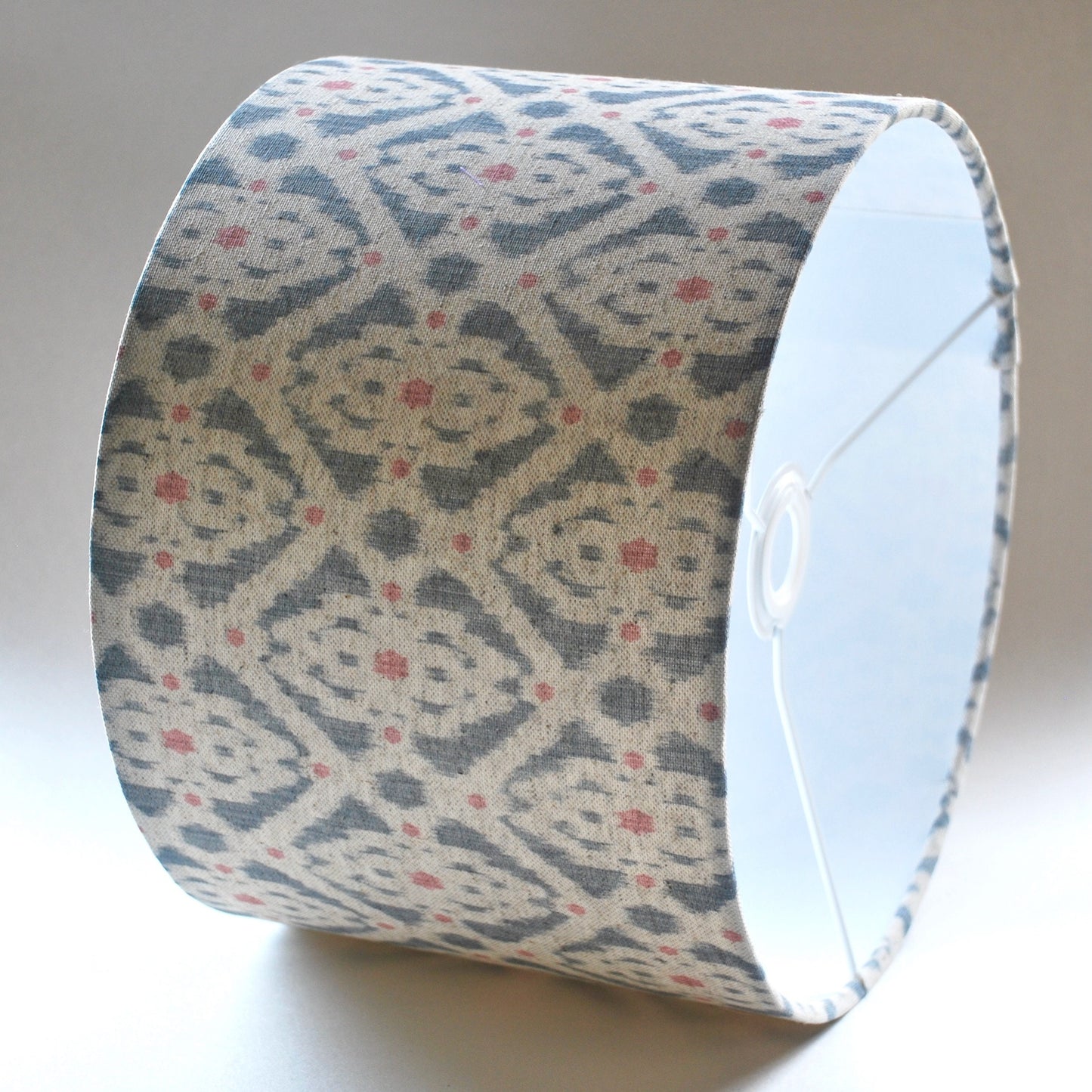 Handmade Ikat Design Lampshade Blue/Cream/Pink Geometric
