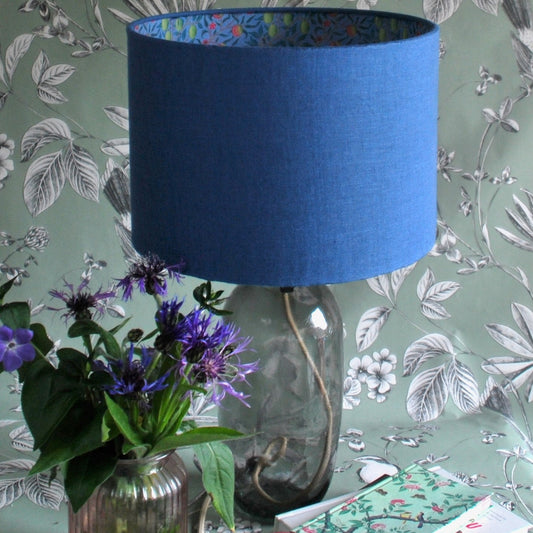 Handmade Double Sided Lampshade Chambray Linen & William Morris