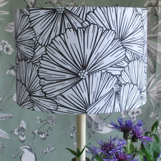 Handmade Black and White Floral Doodles Lampshade
