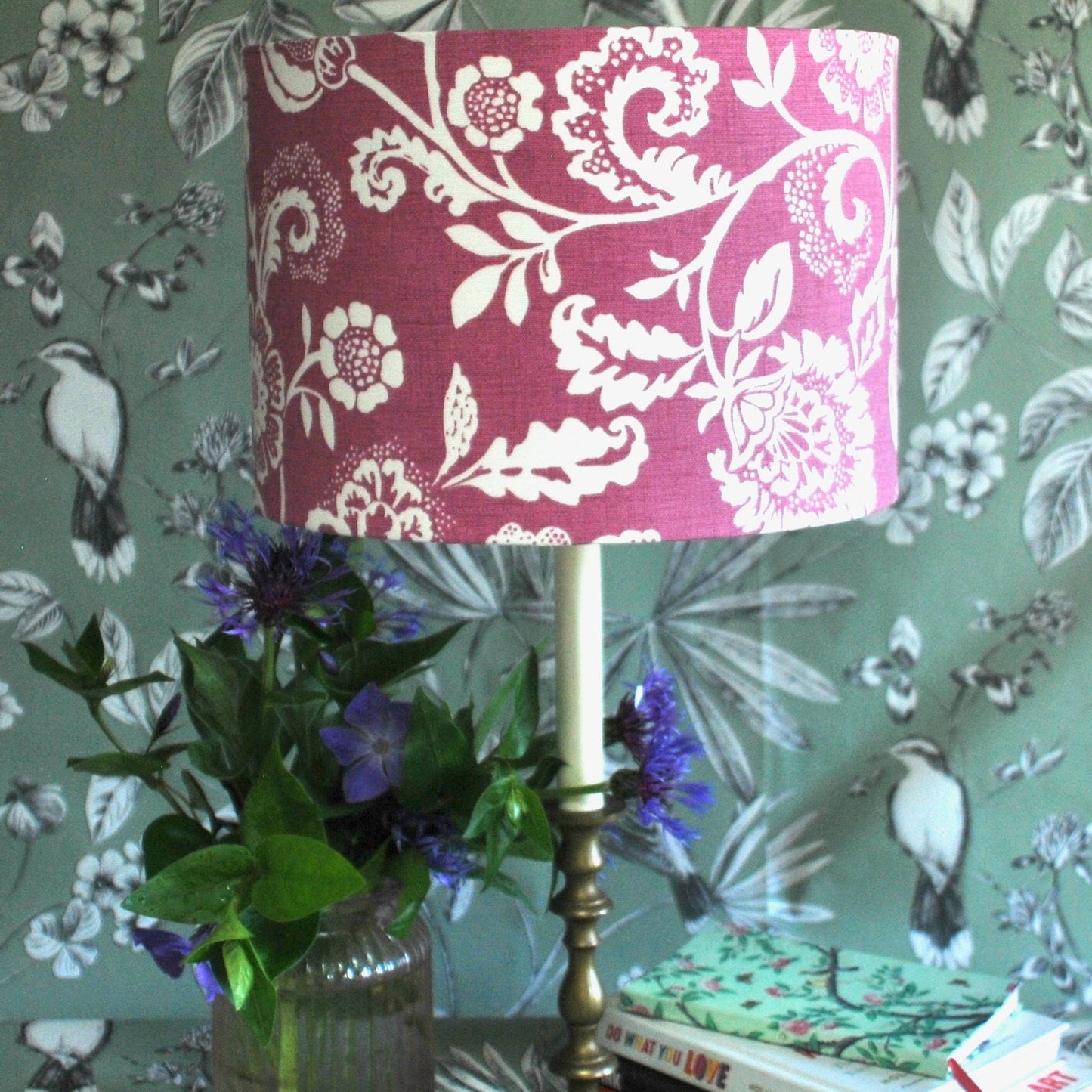 Handmade Pink and Cream Lampshade, Floral Lampshade, Flowers Lampshade, Table or Pendant Lampshade, Home Decor
