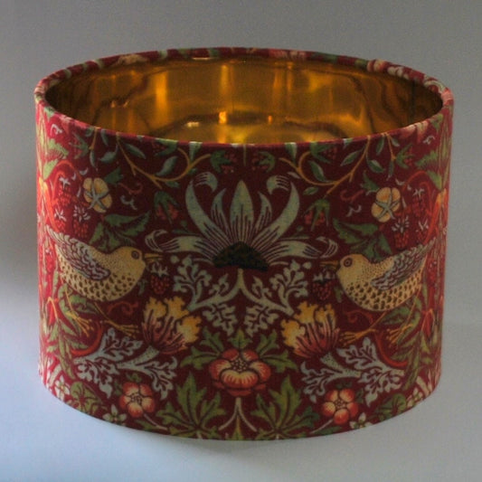 Handmade Velvet Strawberry Thief Lampshade Red
