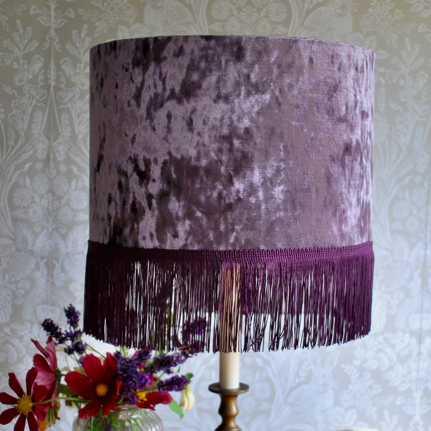 Handmade Crushed Velvet Lampshade Purple