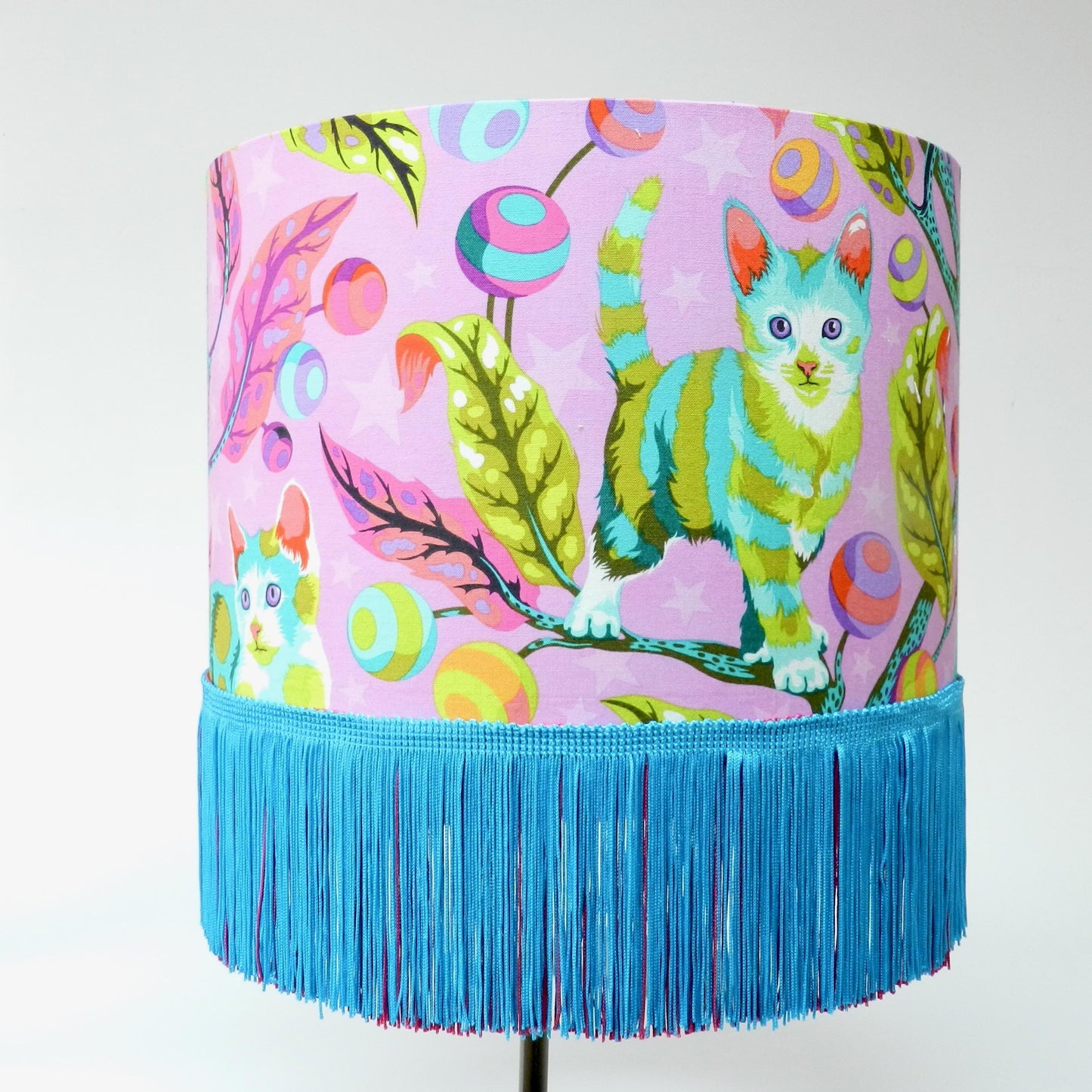 Handmade Cat Lampshade, Tula Pink Tabby Road