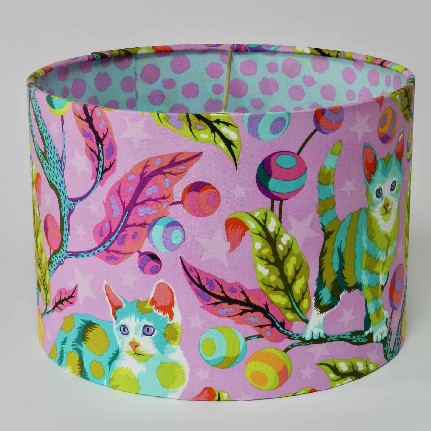 Handmade Cat Lampshade, Tula Pink Tabby Road