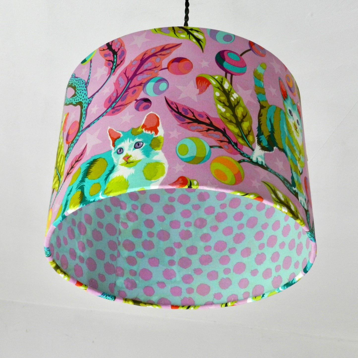 Handmade Cat Lampshade, Tula Pink Tabby Road