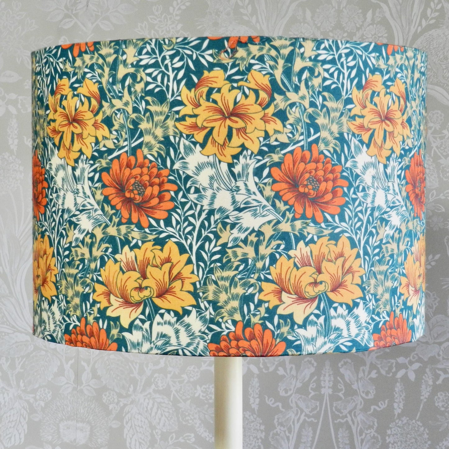 Handmade Orange & Jade Floral Lamshade William Morris