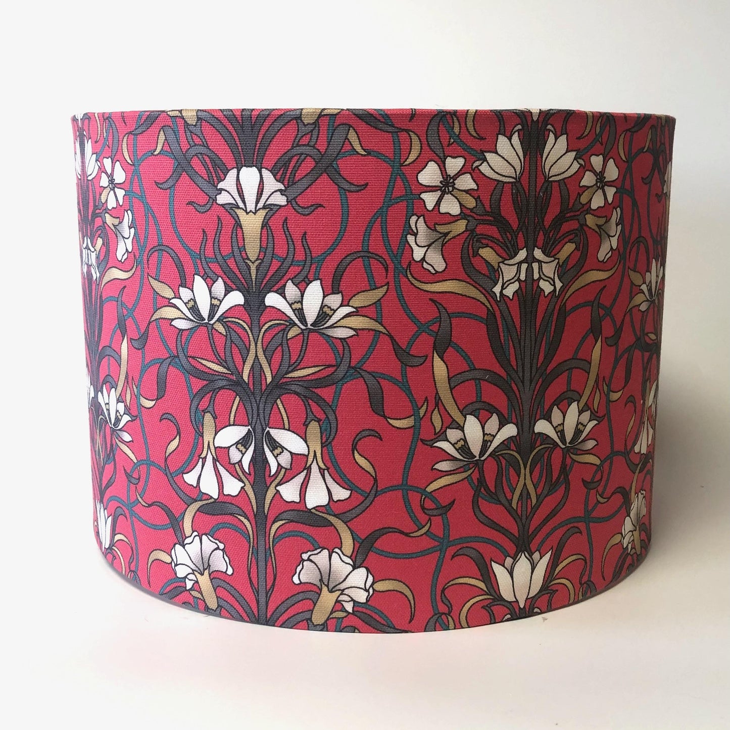 Handmade Floral Lampshade.Cherry Red William Morris