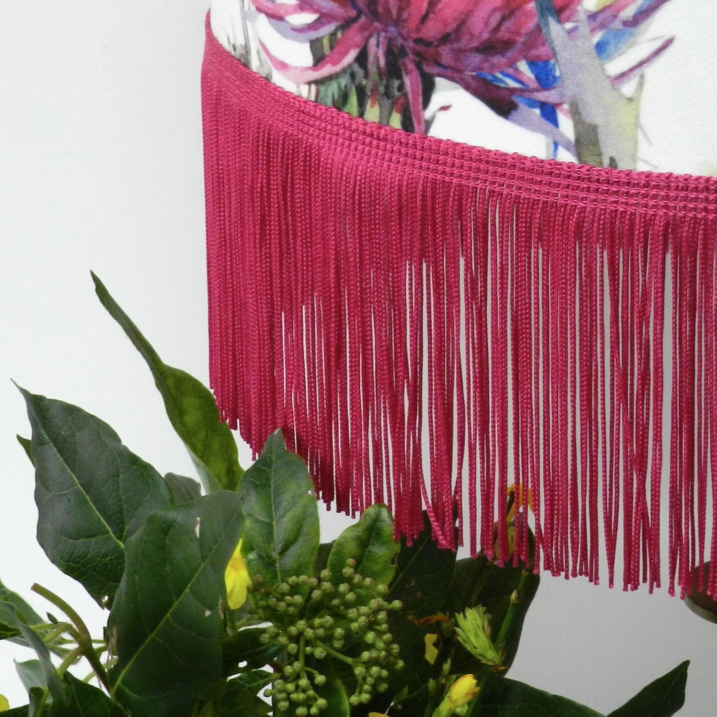 Handmade Floral Velvet Lampshade Deep Pink Thistle