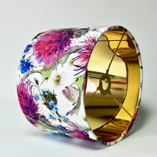 Handmade Floral Velvet Lampshade Deep Pink Thistle