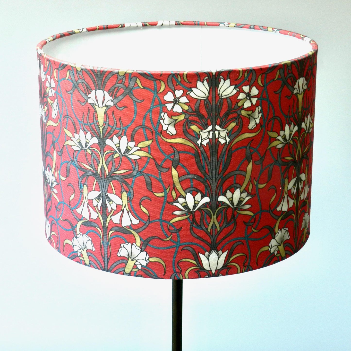 Handmade Floral Lampshade.Cherry Red William Morris